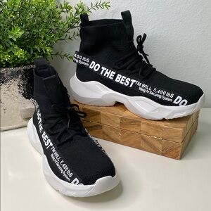 Furian Steel Toe High Top Sneakers Lightweight‎ Lace Up Black and White Size 11